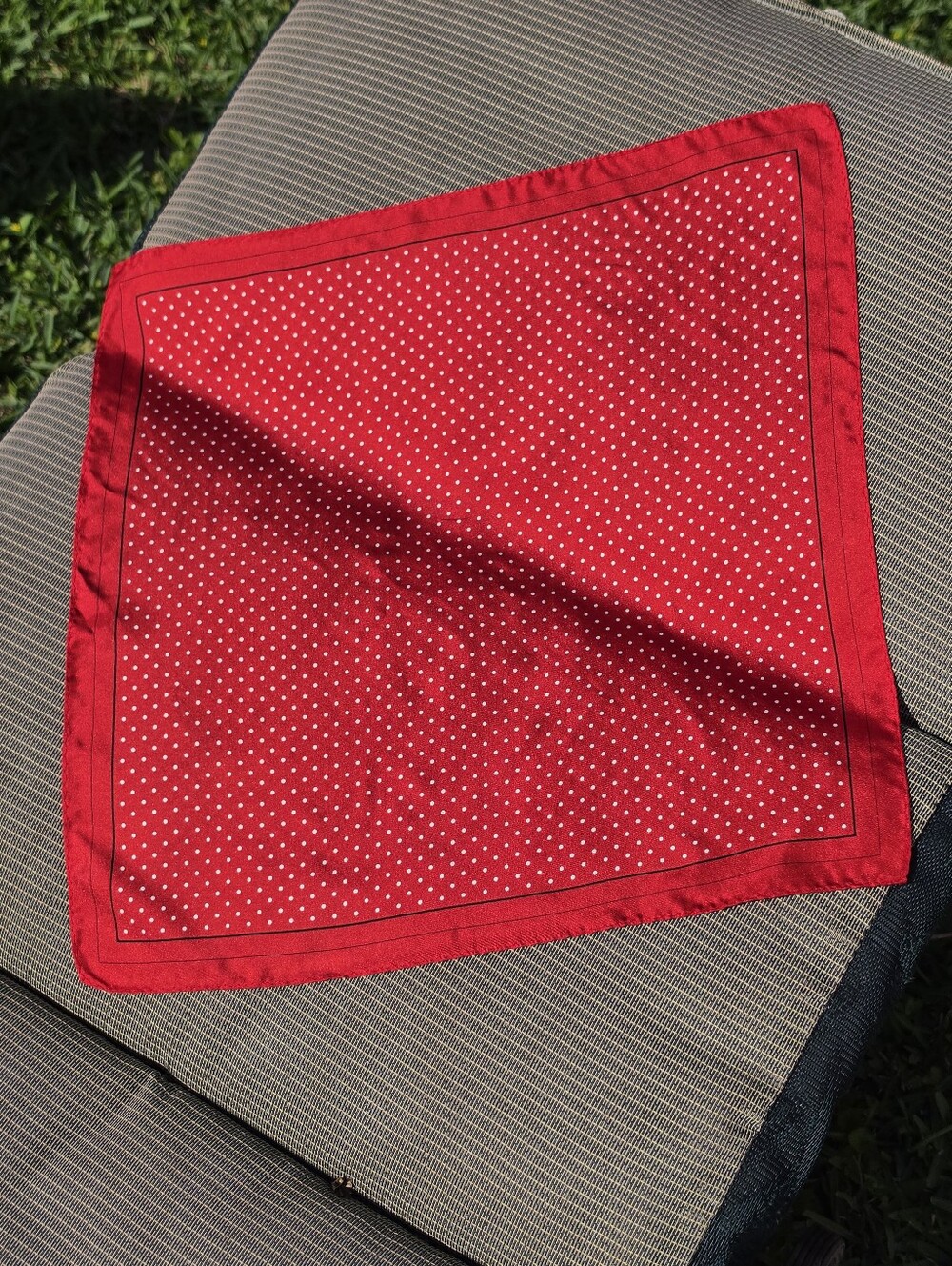 Classic Red Polka Dot 100% Silk Scarf 15.5" Square